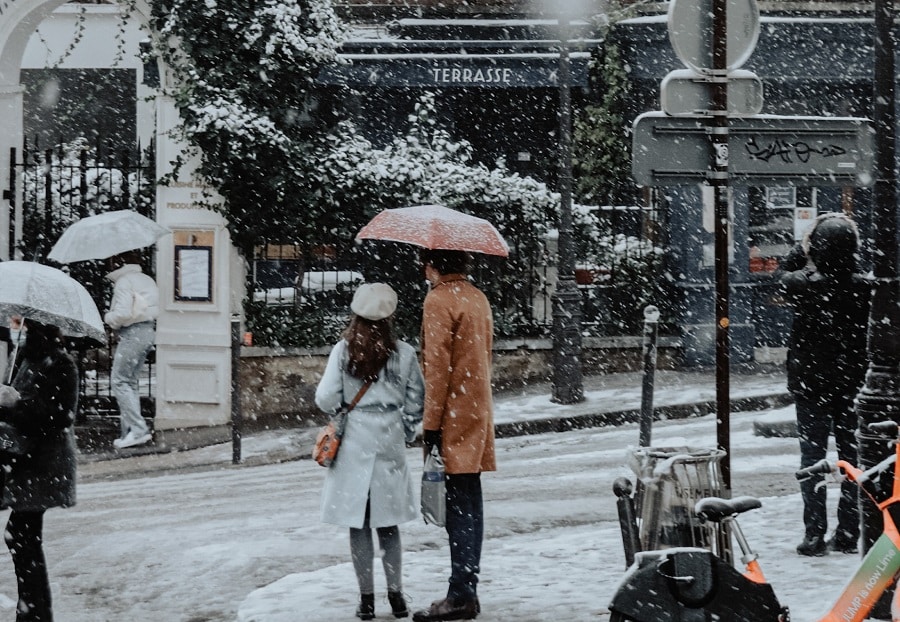Paris in the winter couple