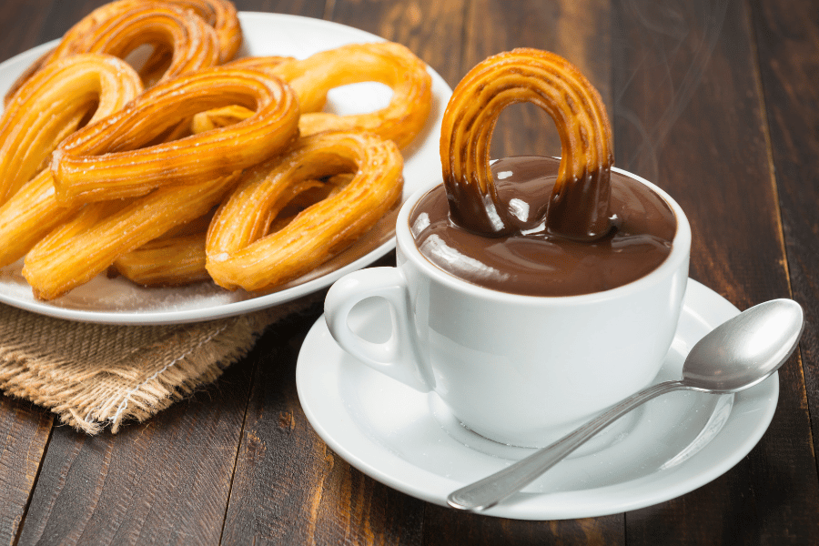 Churros and hot chocolate