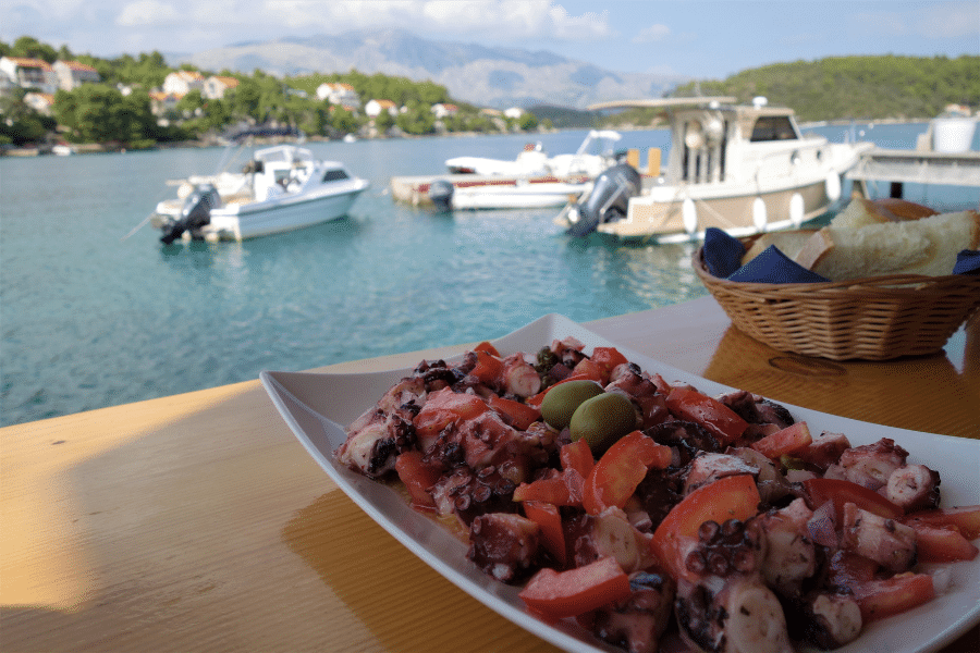 Octopus salad Croatian food